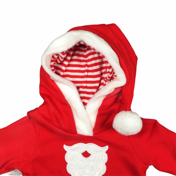 Baby Boy Santa Hooded Romper Outfit NB. - Picture 2 of 8
